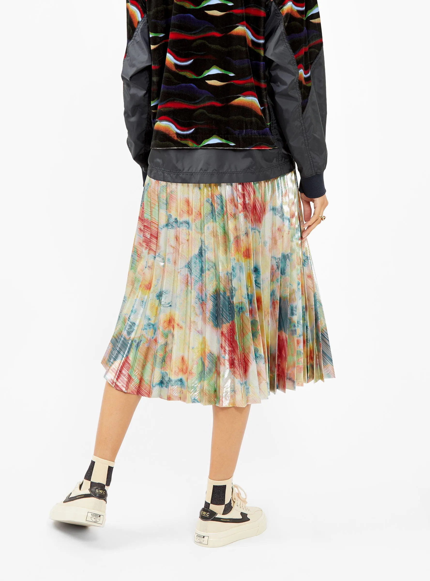 Metallic Print Skirt Silver & Multi