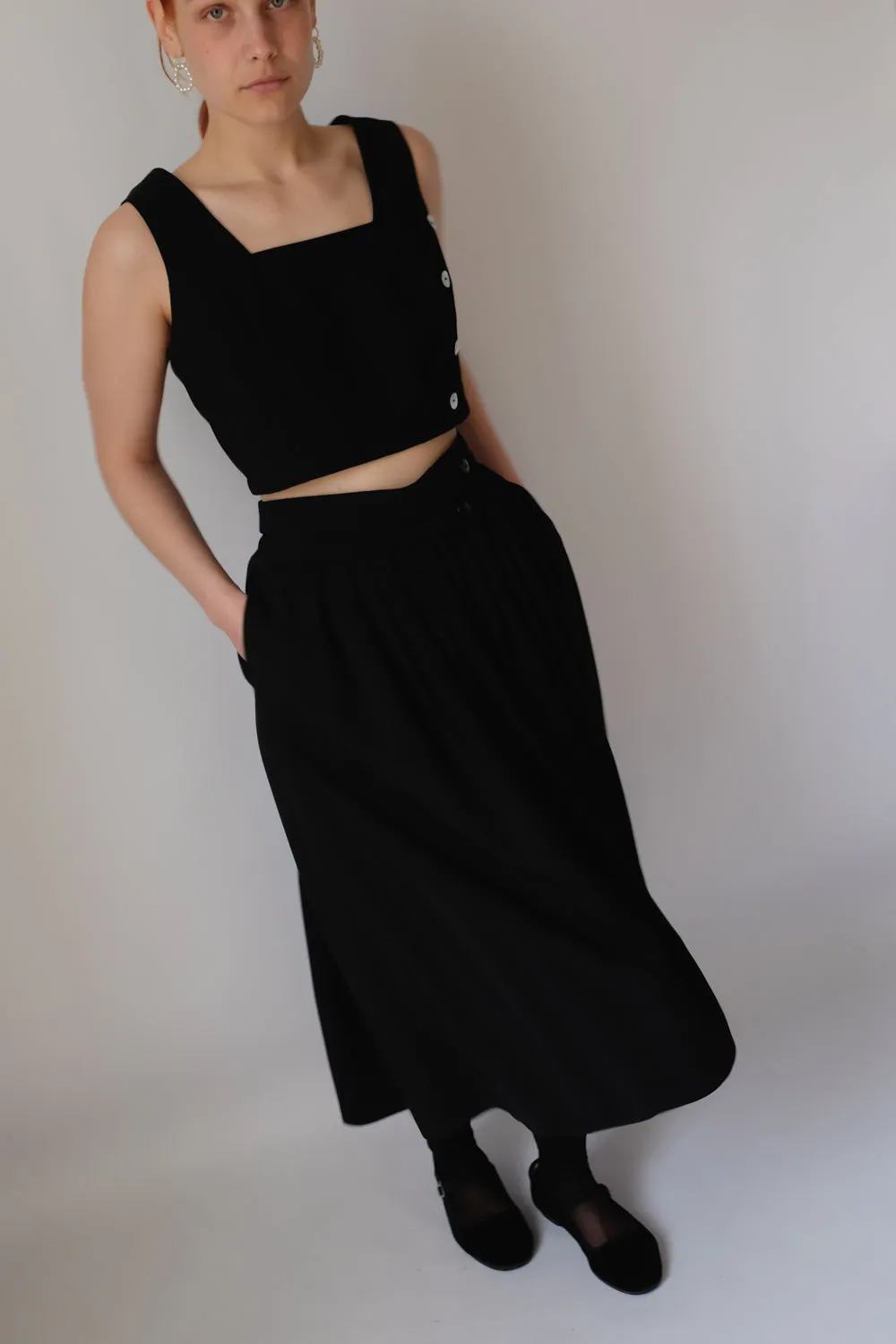 MIDI BLACK VINTAGE SKIRT