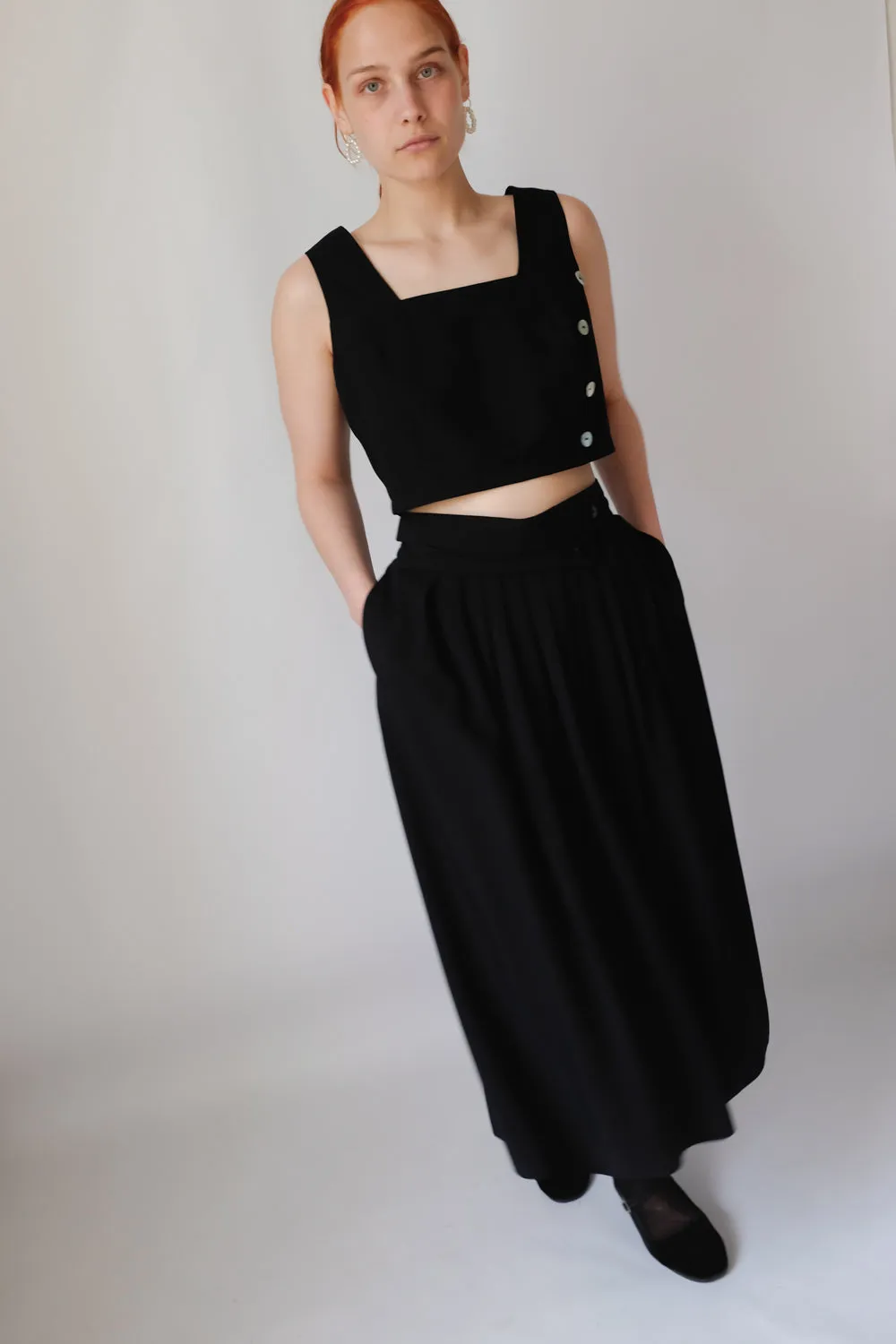 MIDI BLACK VINTAGE SKIRT