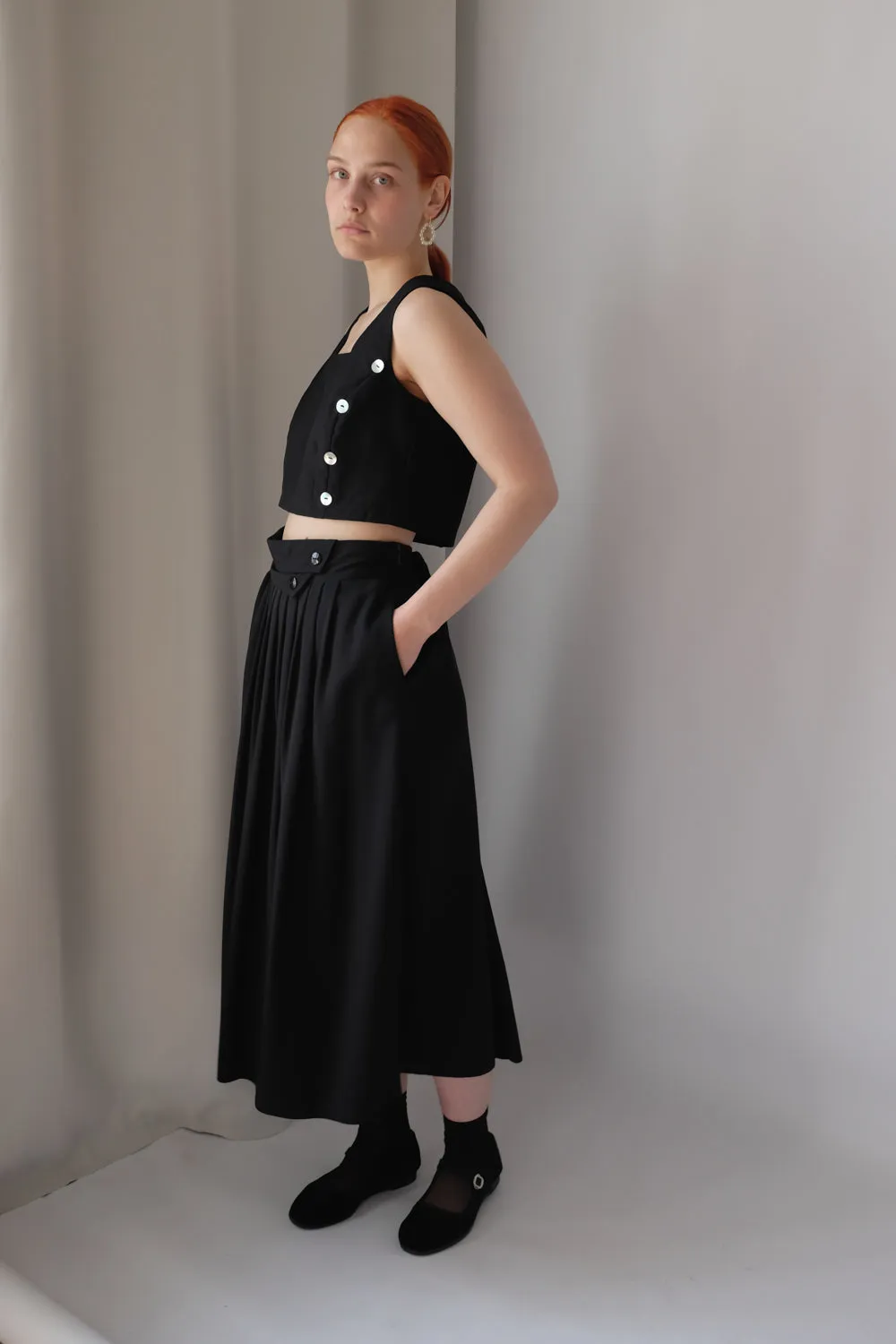 MIDI BLACK VINTAGE SKIRT