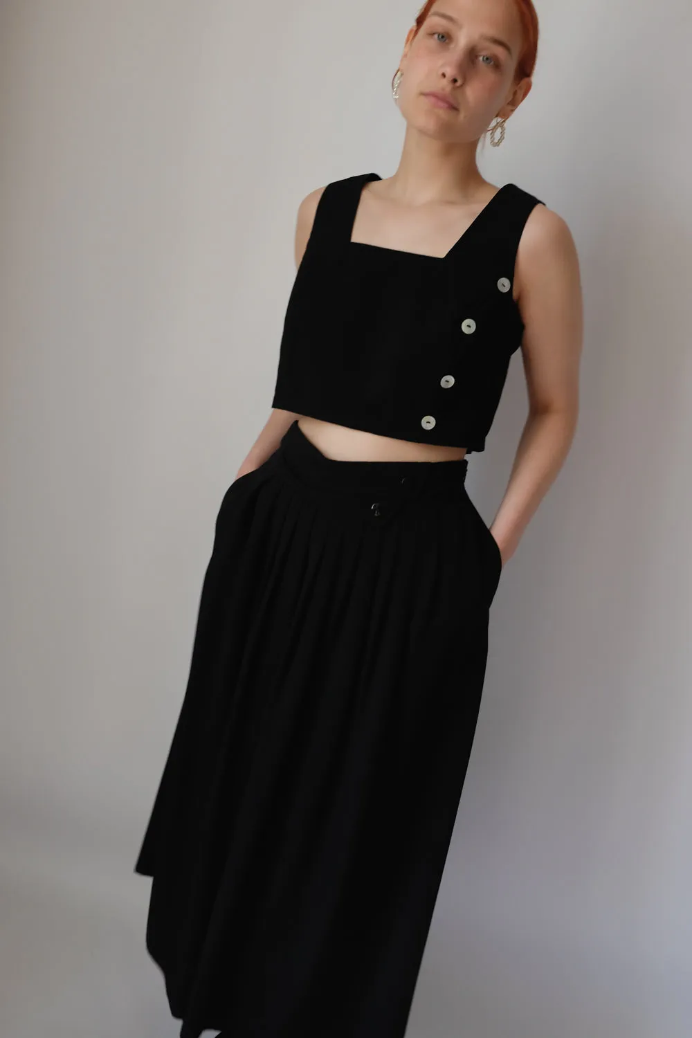 MIDI BLACK VINTAGE SKIRT