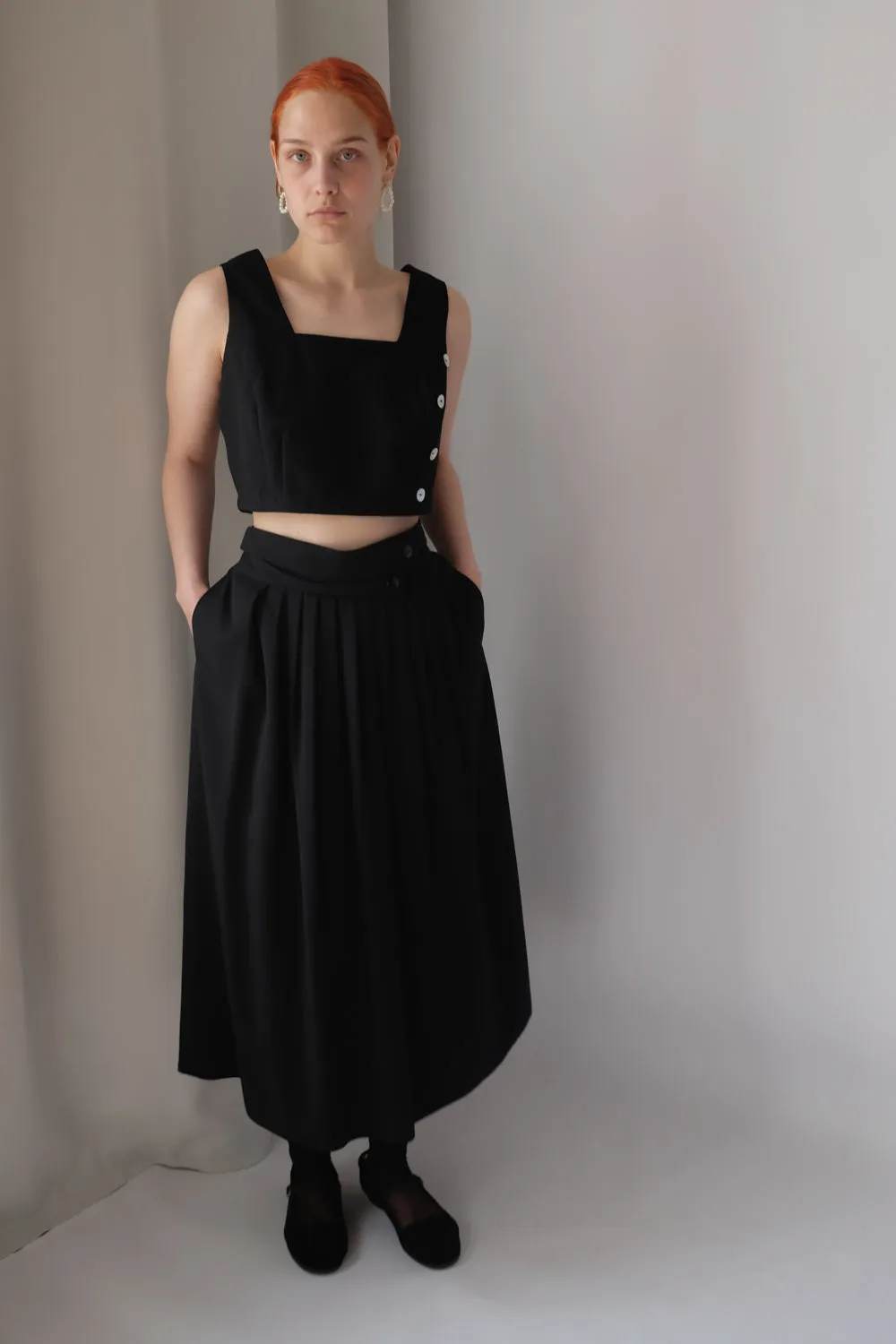 MIDI BLACK VINTAGE SKIRT