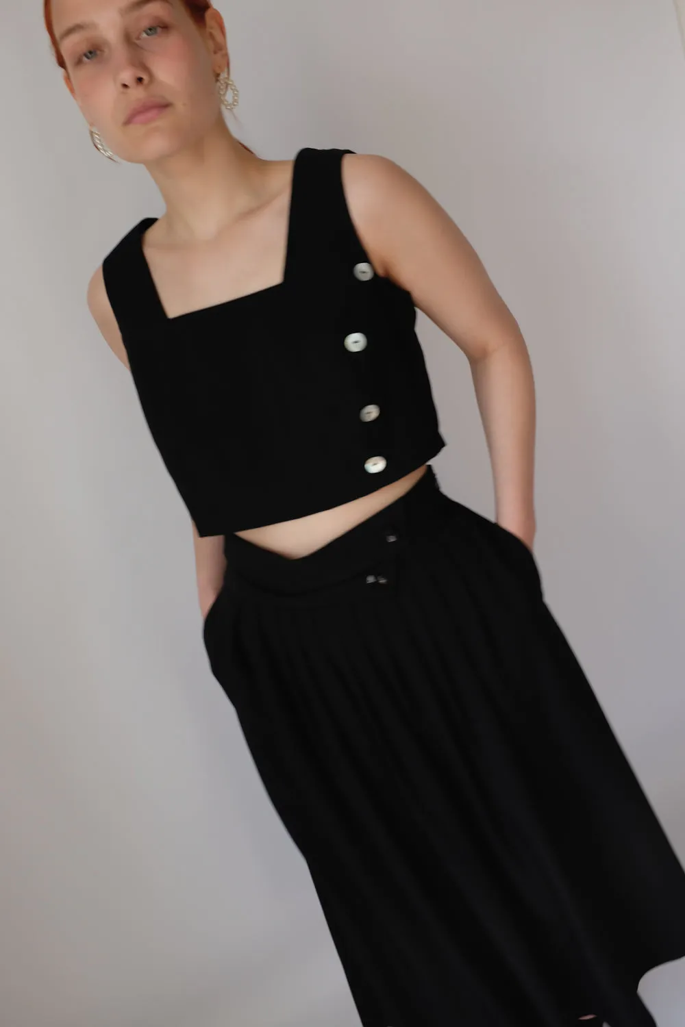 MIDI BLACK VINTAGE SKIRT