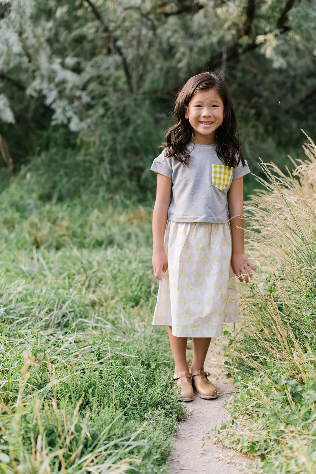 Midi Skirt in Citron Blooms