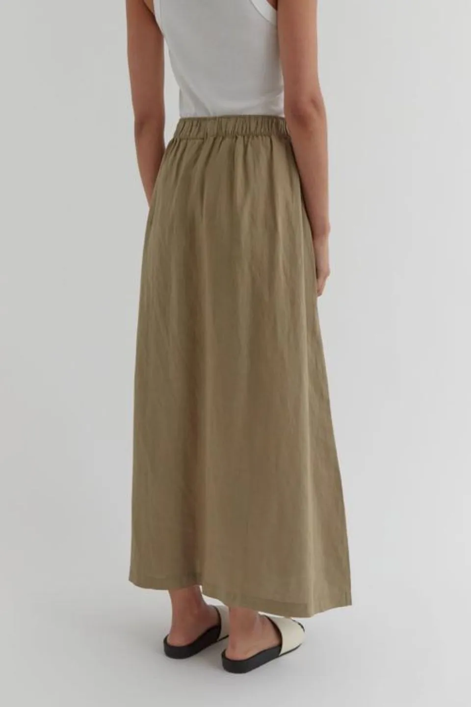 Noma Olive Linen Maxi Skirt