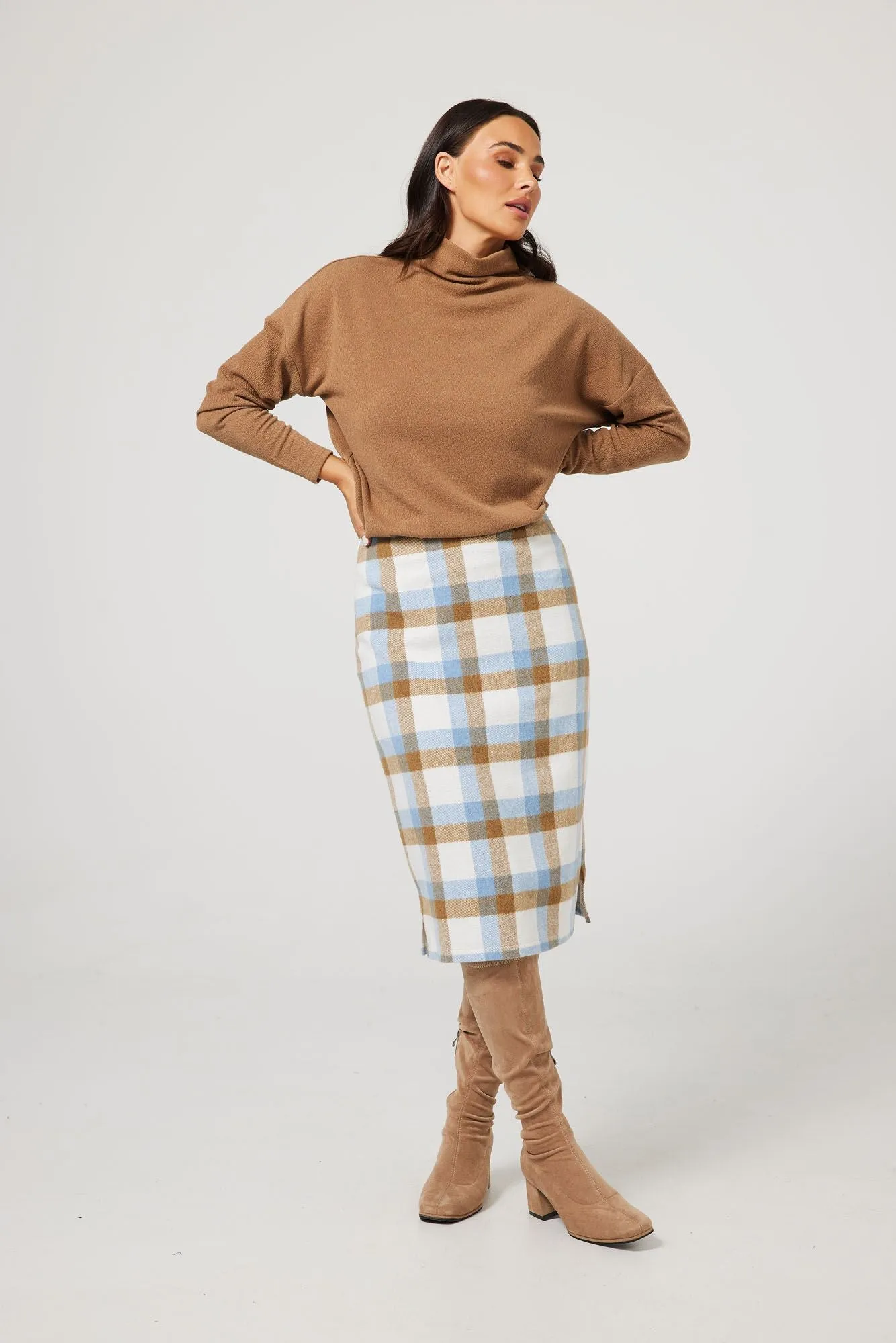 Oxford Skirt (Blue   Tan Check)