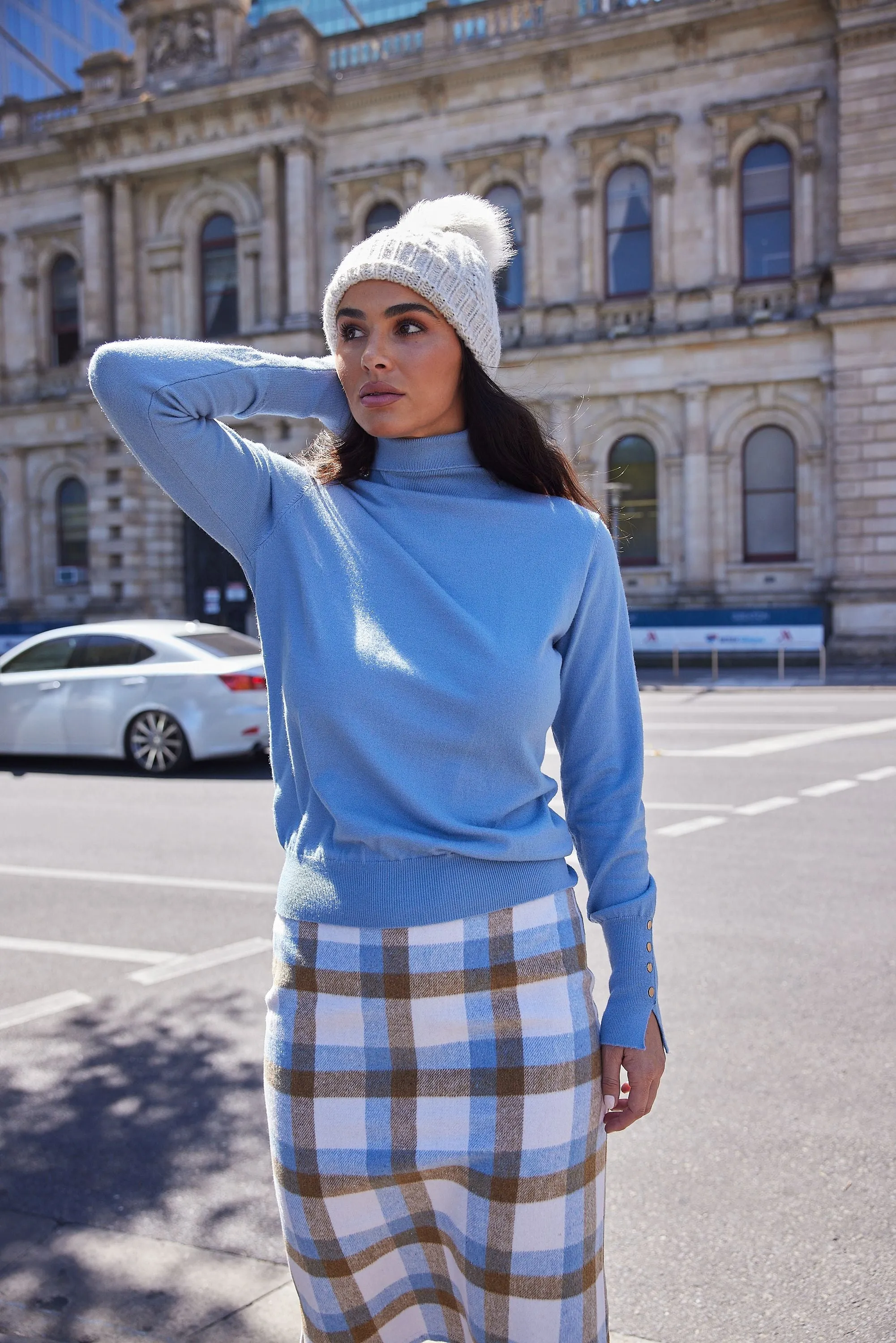 Oxford Skirt (Blue   Tan Check)