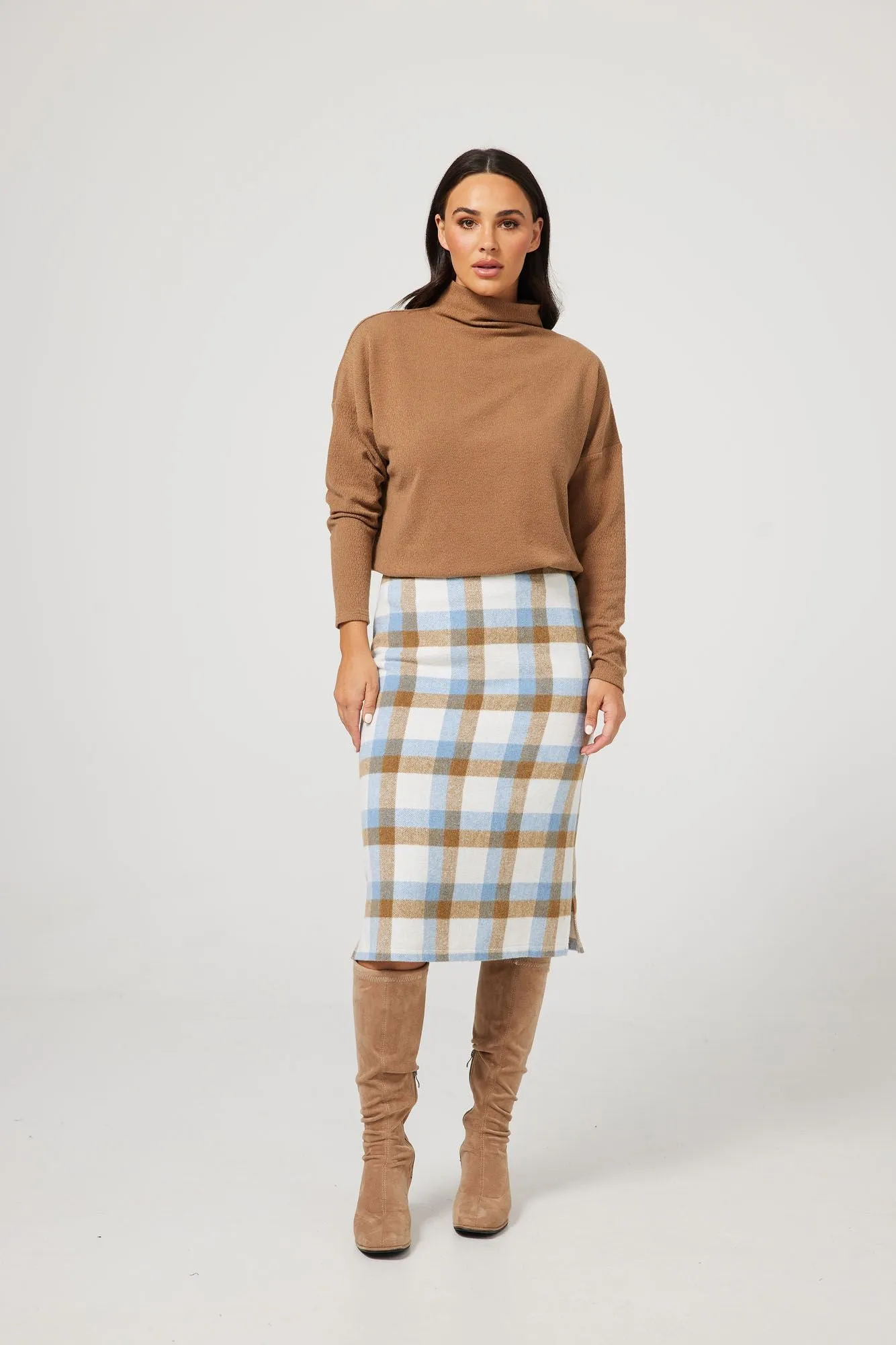 Oxford Skirt (Blue   Tan Check)