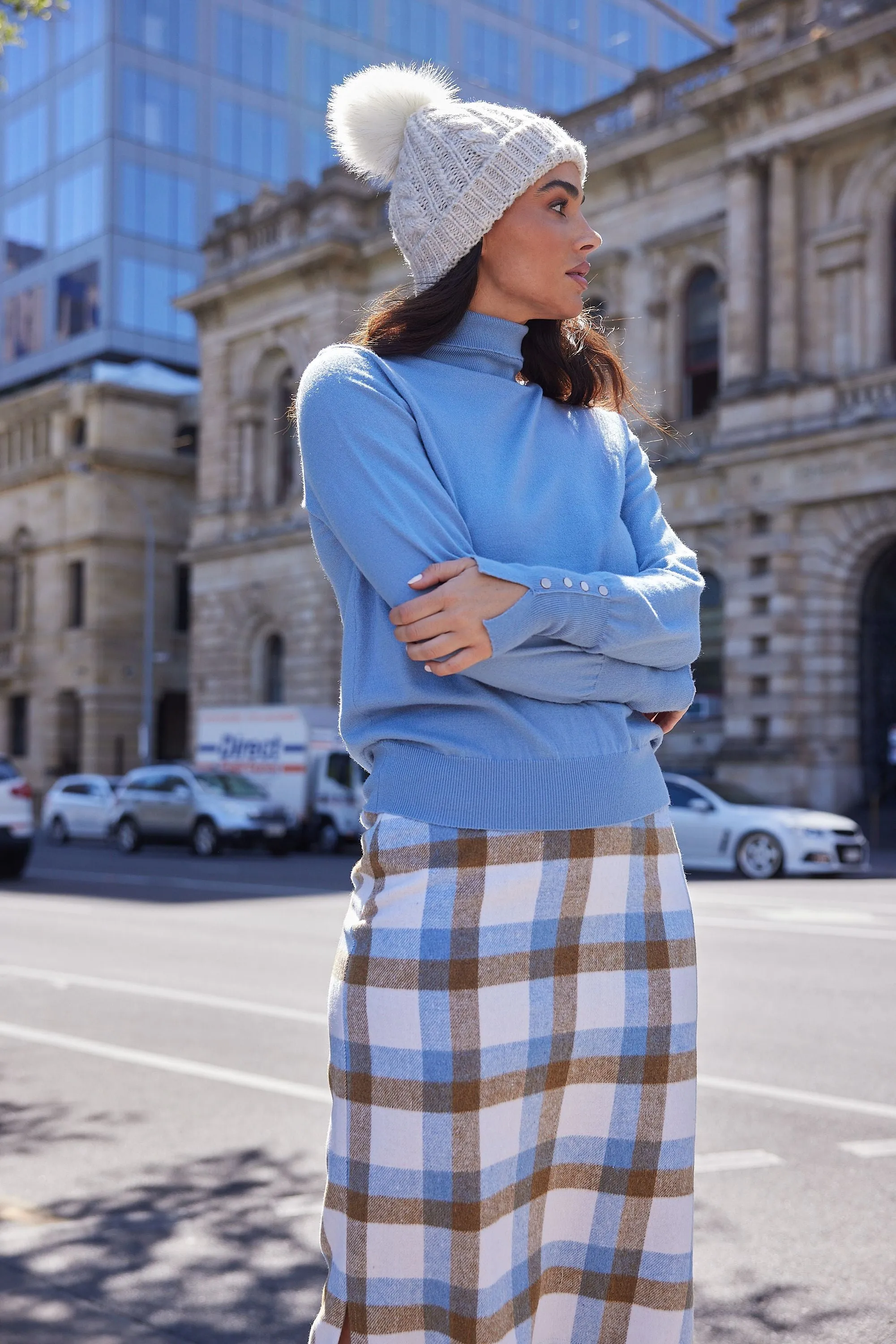 Oxford Skirt (Blue   Tan Check)