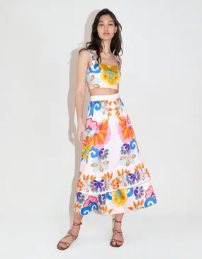 Paulina Cotton Midi Skirt - Soleil