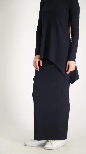 Ribbed Maxi Skirt / Navy