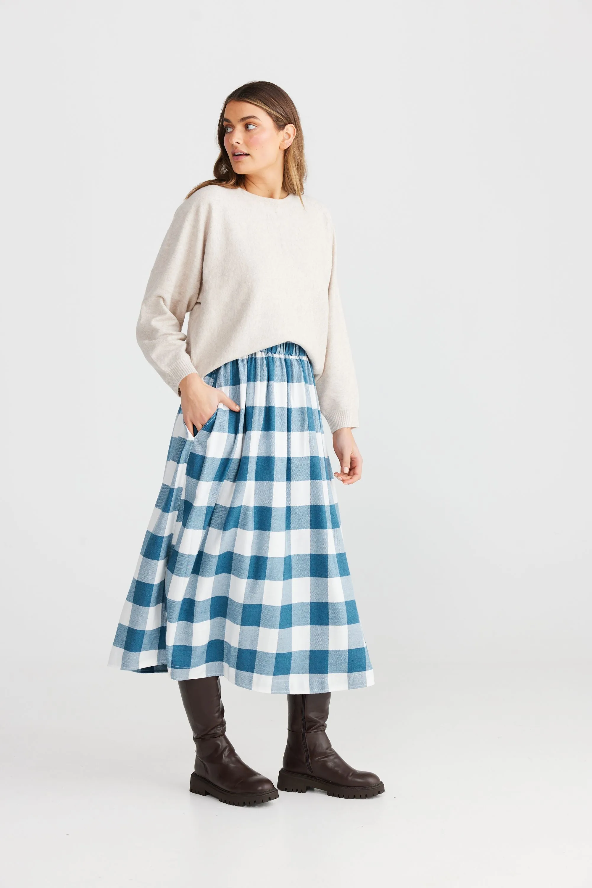 Sofia Skirt (Blue Steel Check)