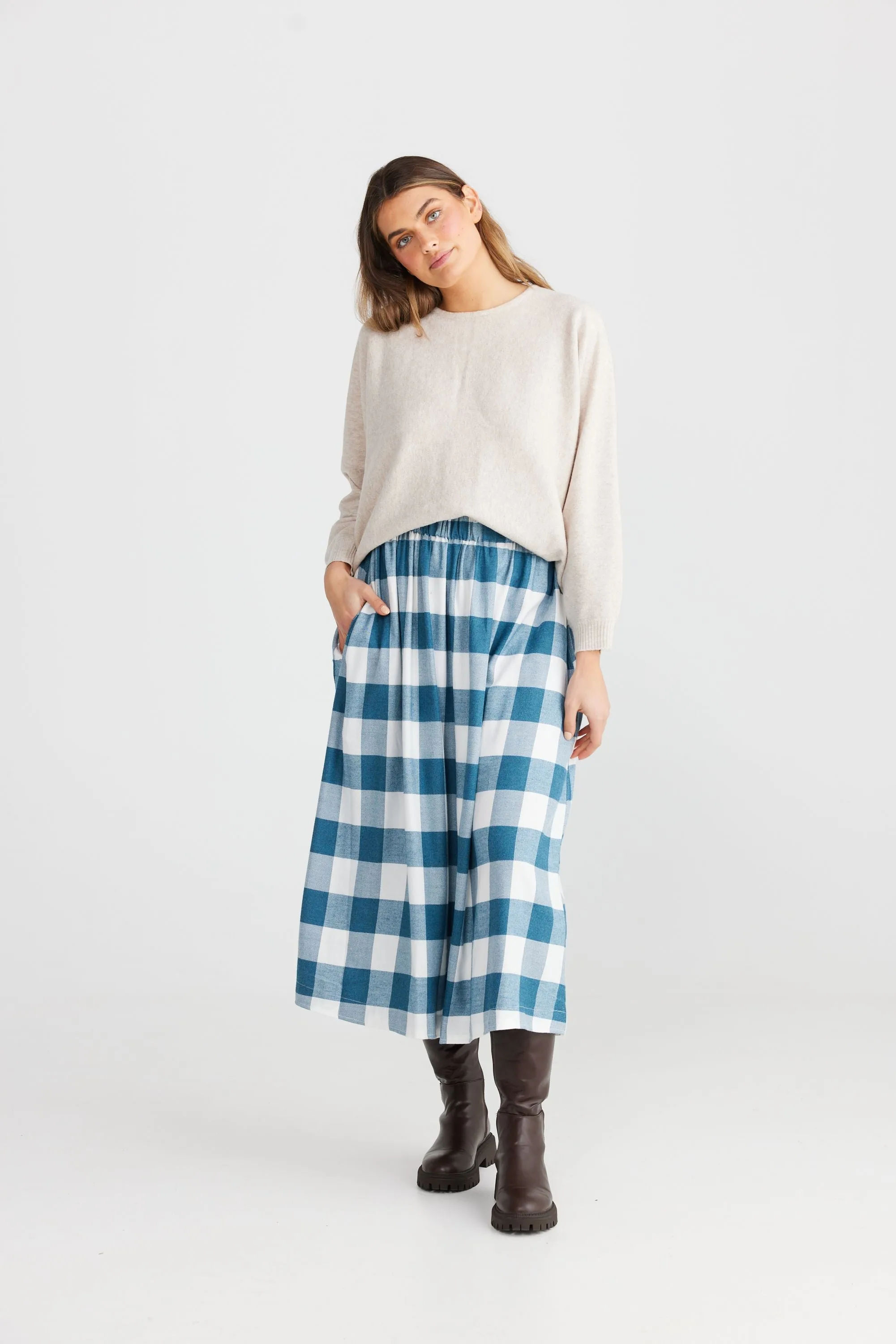 Sofia Skirt (Blue Steel Check)