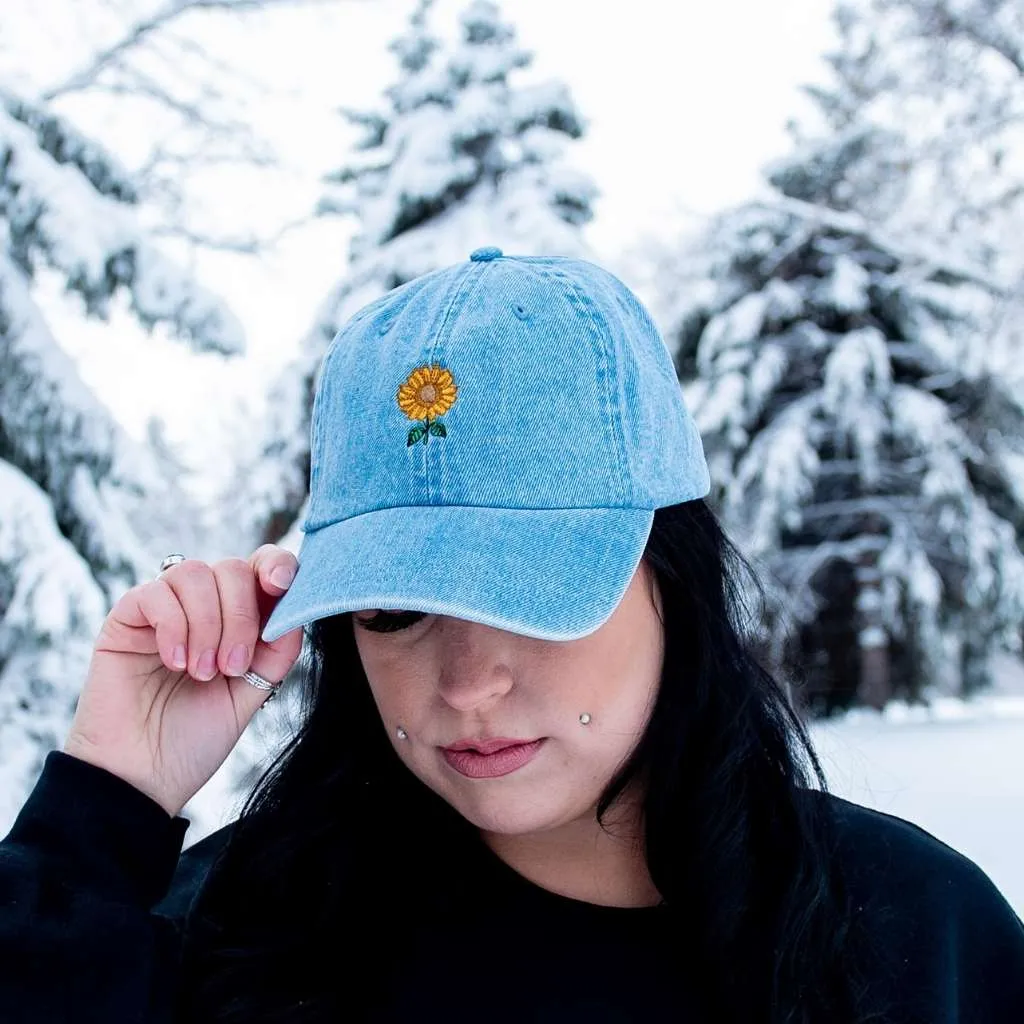 Sunflower Embroidered Baseball Hat