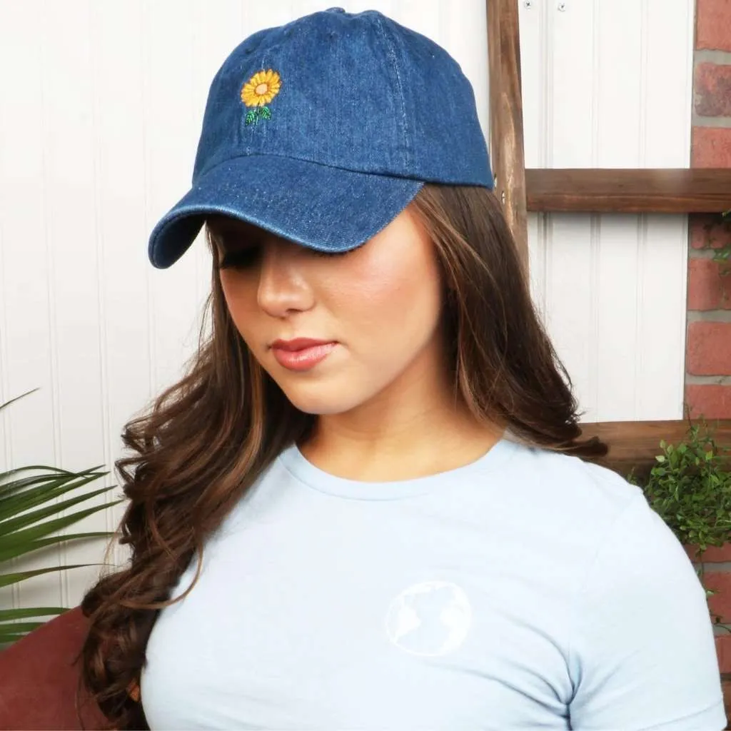 Sunflower Embroidered Baseball Hat