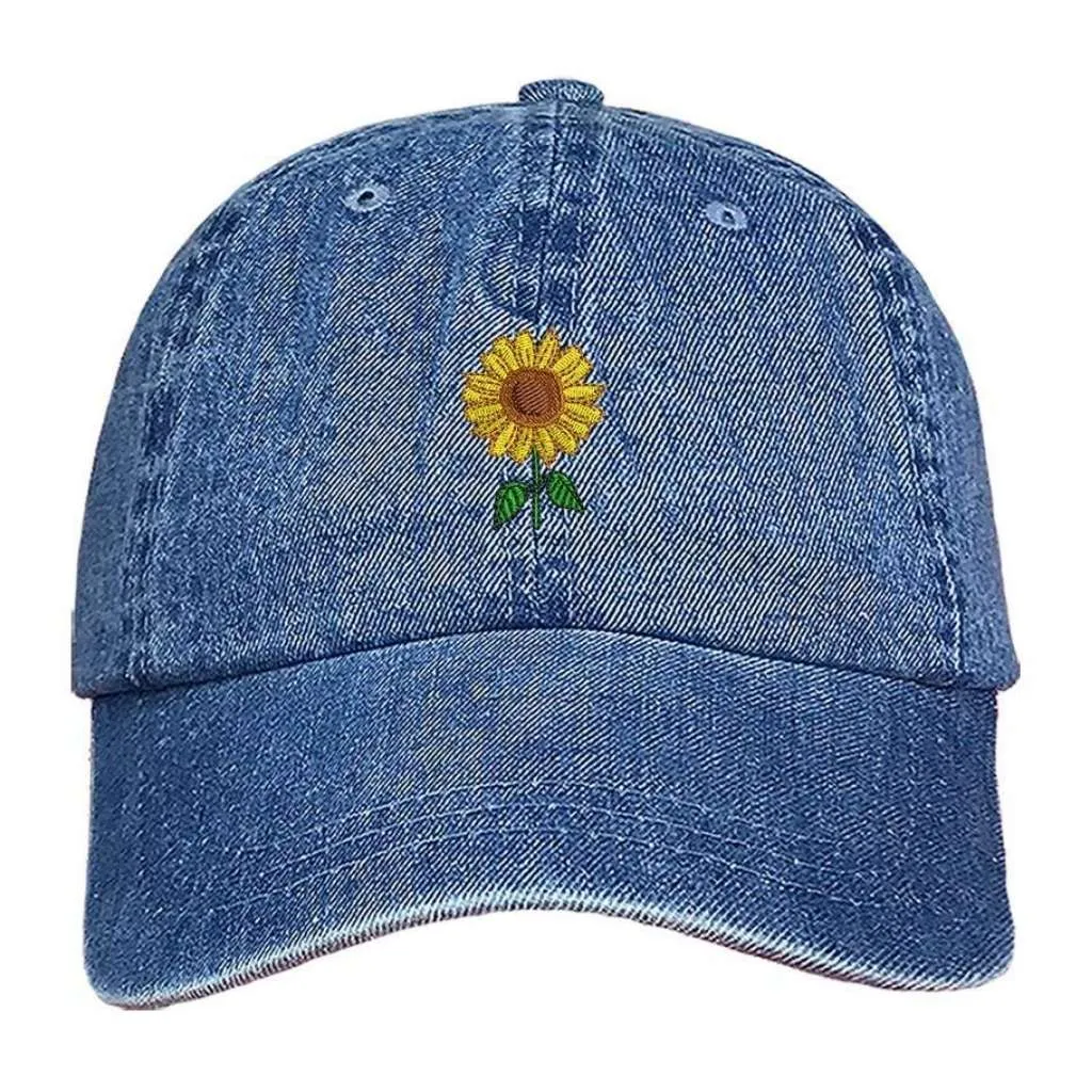 Sunflower Embroidered Baseball Hat