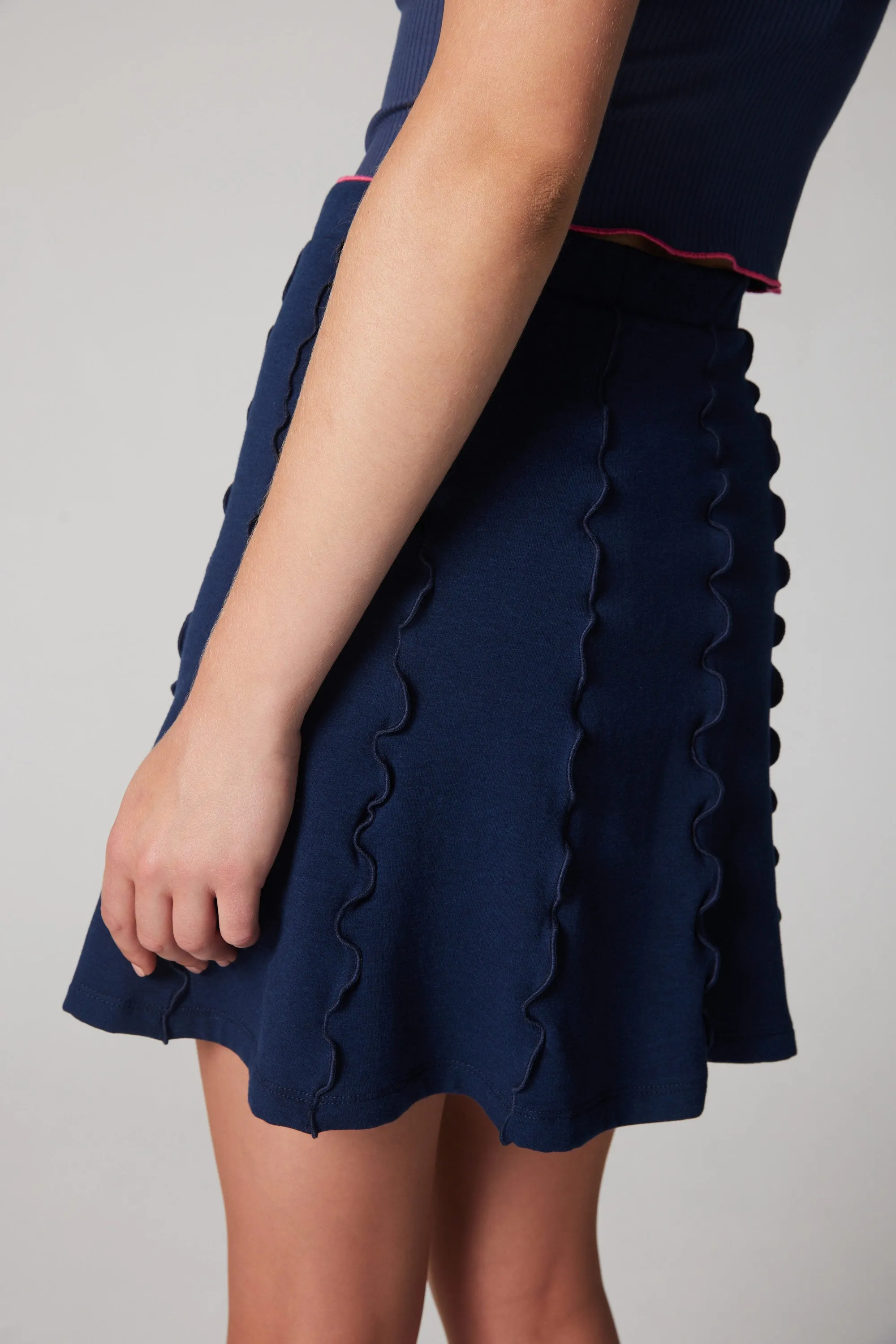 Ten Panel Mini Skirt - Navy