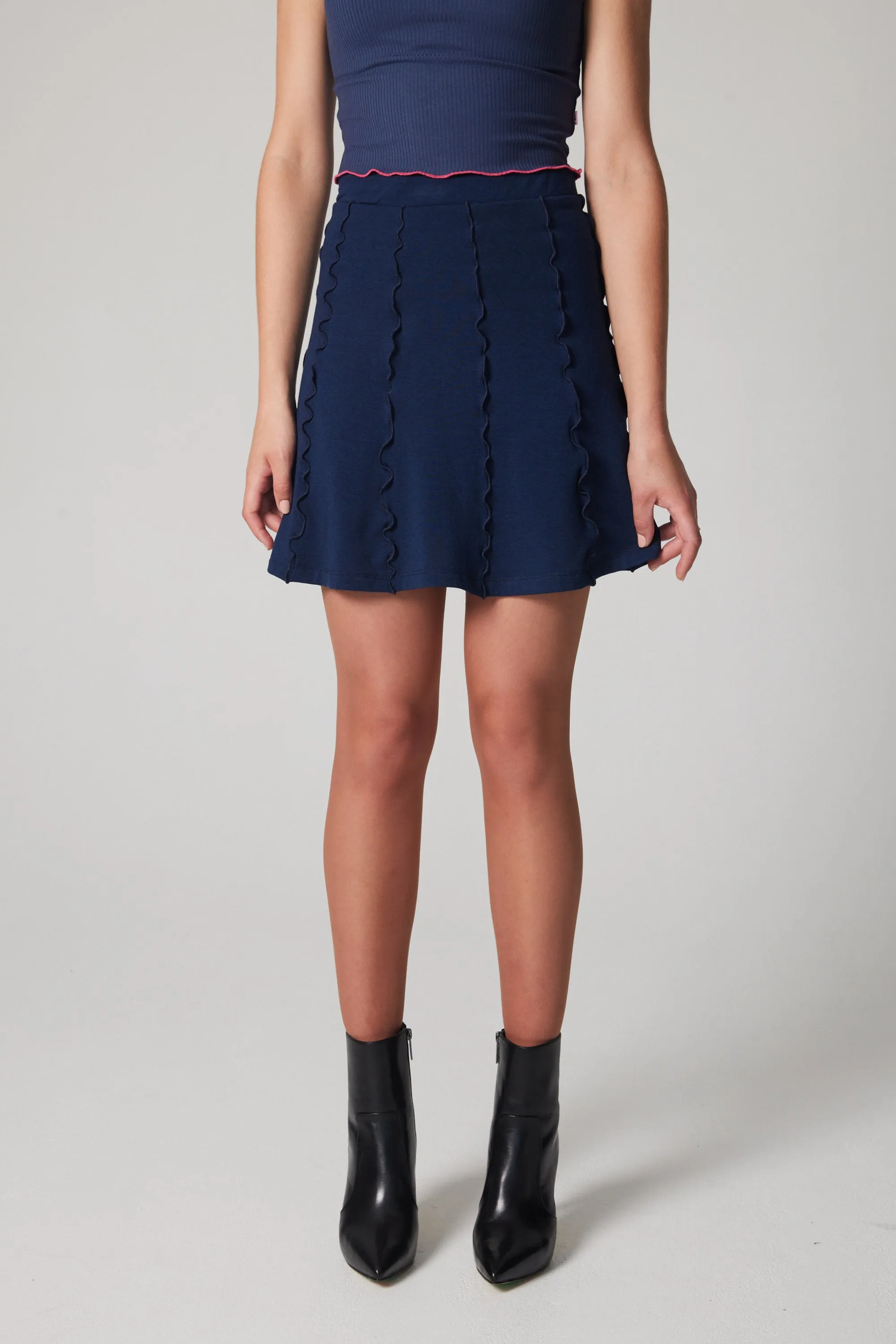 Ten Panel Mini Skirt - Navy