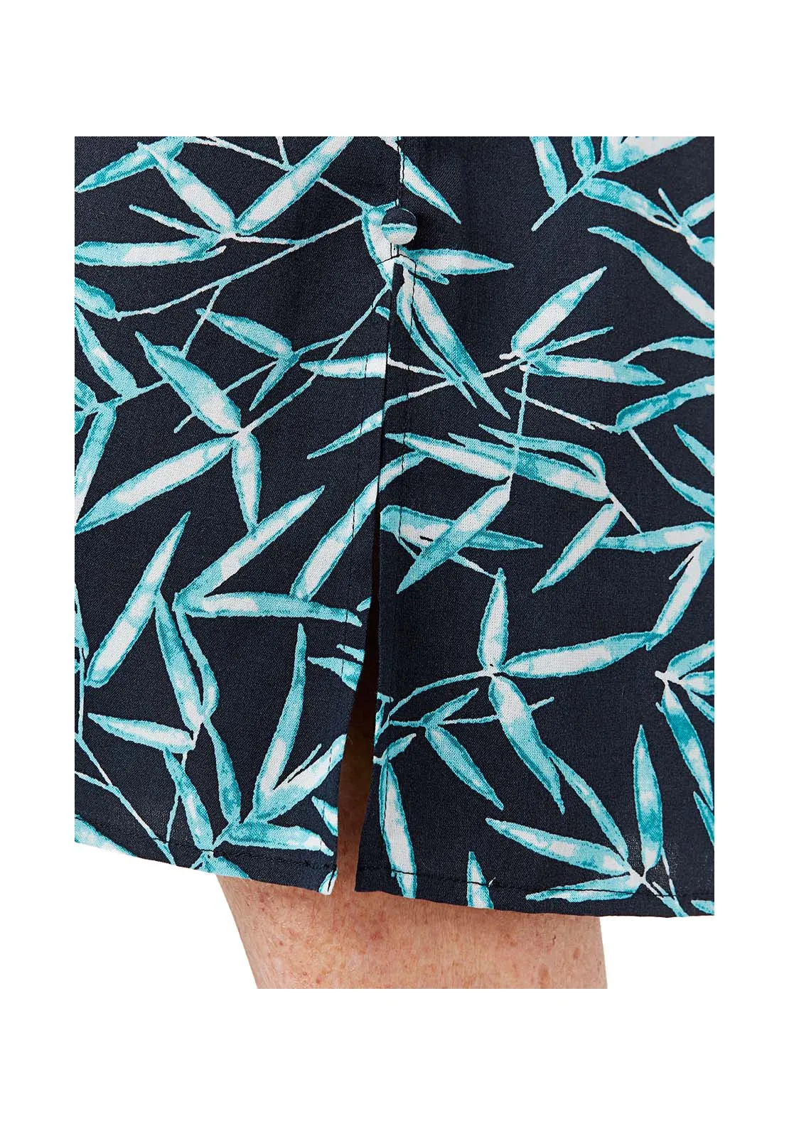 Turquoise Bamboo Leaf Print Skirt