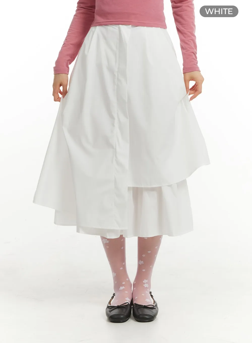 Unbalanced Cotton Midi Skirt OM406